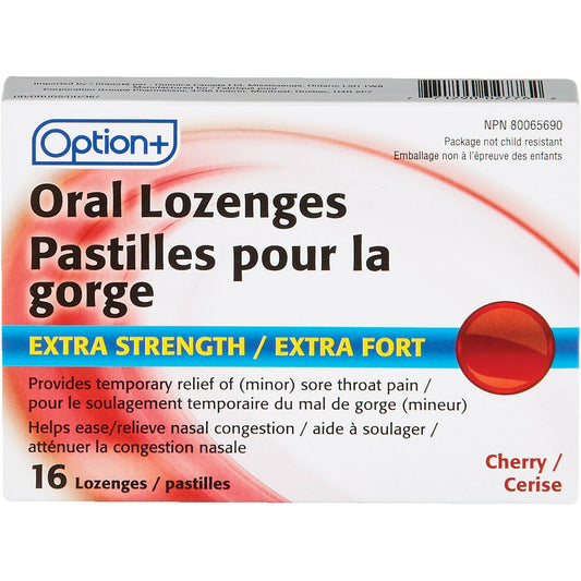 Option+ Oral Lozenges Extra Strength Cherry 16 Count