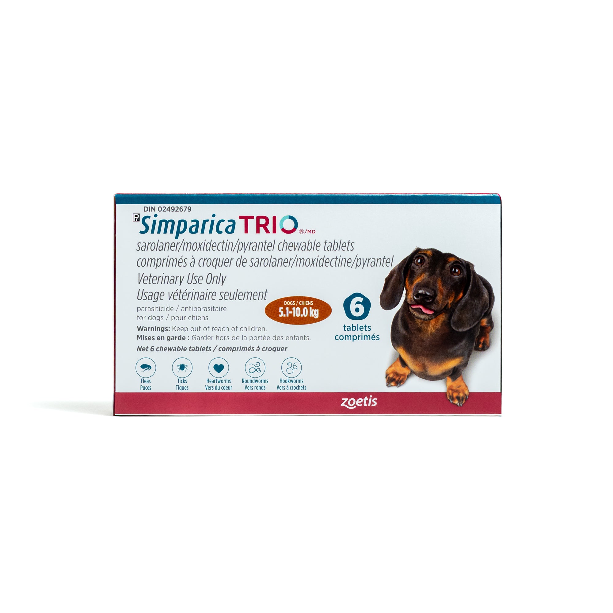 Simparica TRIO Caramel 5.1 - 10 kg, 1 box of 6 tablets