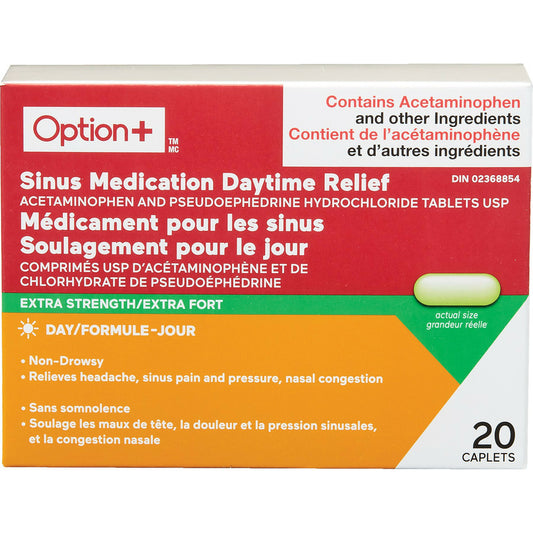 Option+ Sinus Medication Daytime Relief 20 Caplets