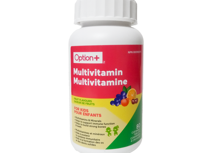 OPTION+ Kids Multivitamins Fruit Flavor, 80 Chewable Tabs