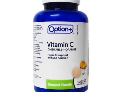 Option+ Vitamin C Chewable 500 MG - Orange 120 Tabs