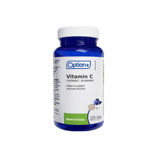 Option+ Vitamin C Chewables 500MG - Blueberry 120 Tabs