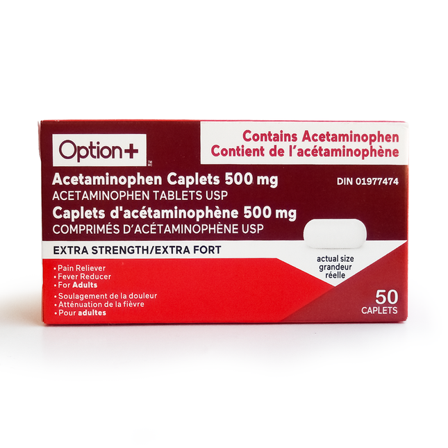 Option+ Extra Strength Acetaminophen Caplets 500mg 50 Caplets