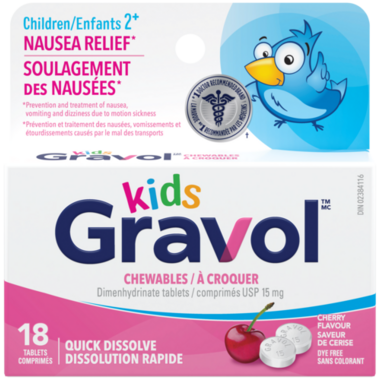 Gravol Kids Quick Dissolve Chewables Cherry 18 Tabs