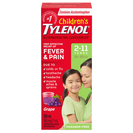 Tylenol Children's Fever & Pain Suspension Liquid Grape 100 ml