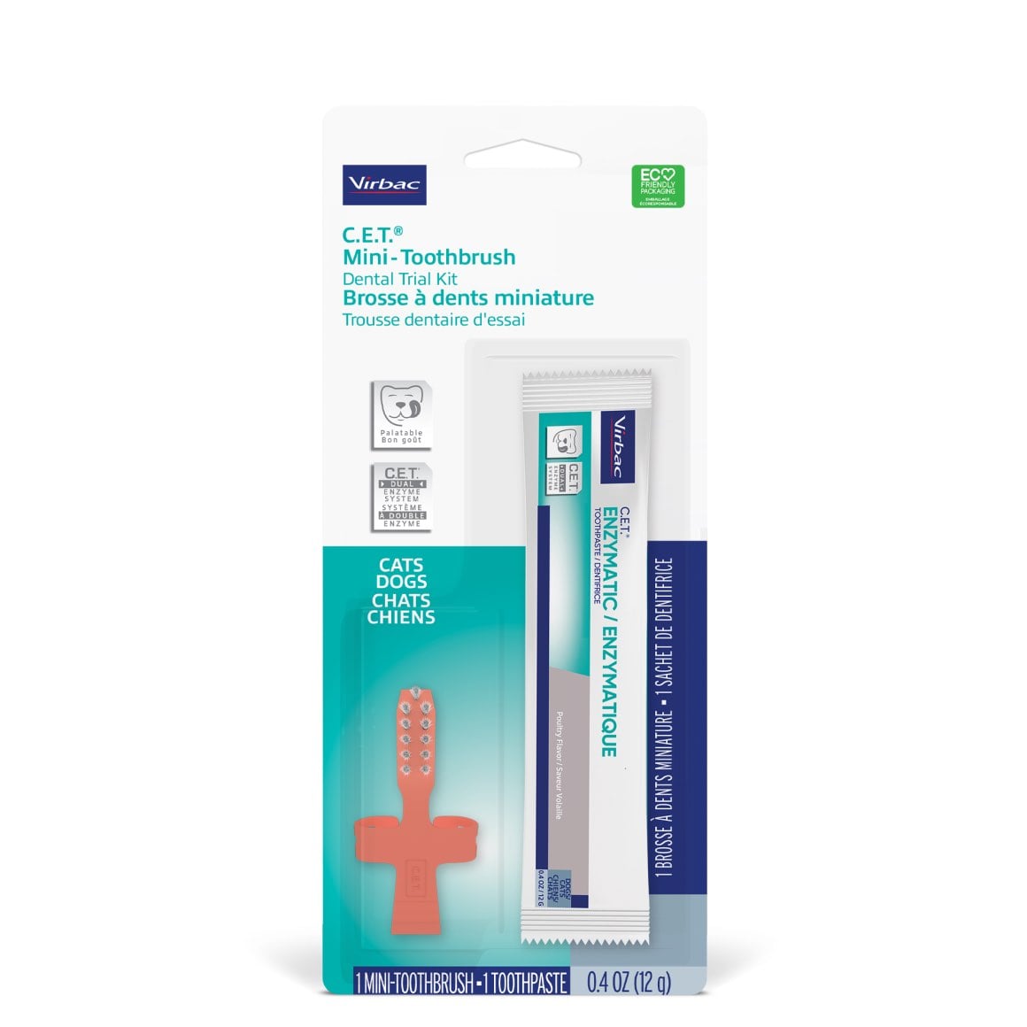 Virbac C.E.T Mini-Toothbrush and Toothpaste Kit Chicken for Cats and Dogs 1 Kit