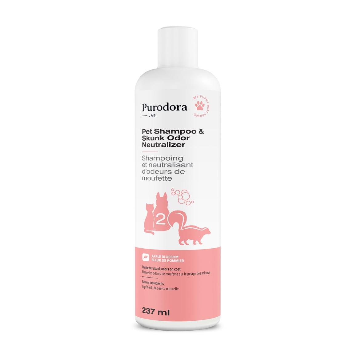Purodora Pet Shampoo & Skunk Odor Neutralizer for Dogs & Cats 237ml