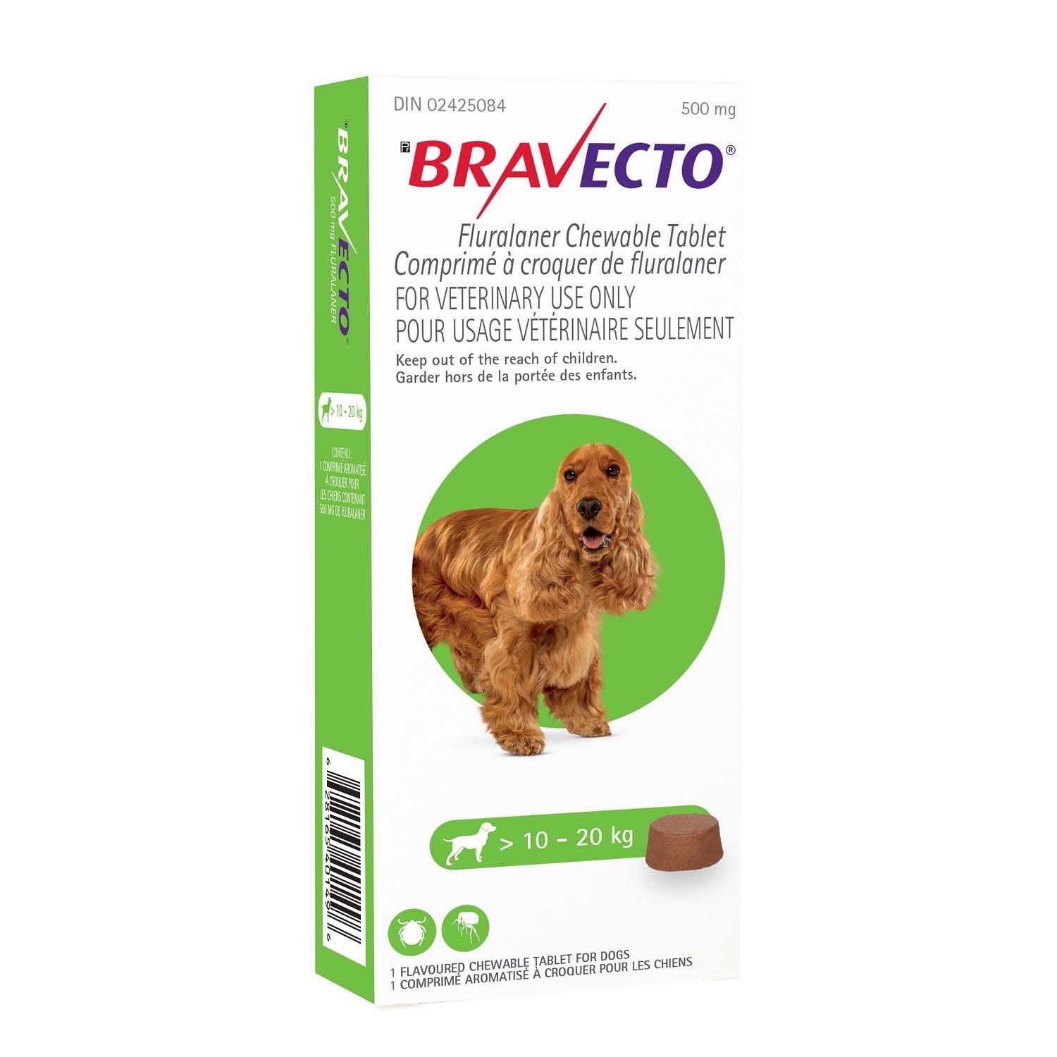 Bravecto  Green/Vert 10.1 - 20 kg, 1 Chewable Tablets