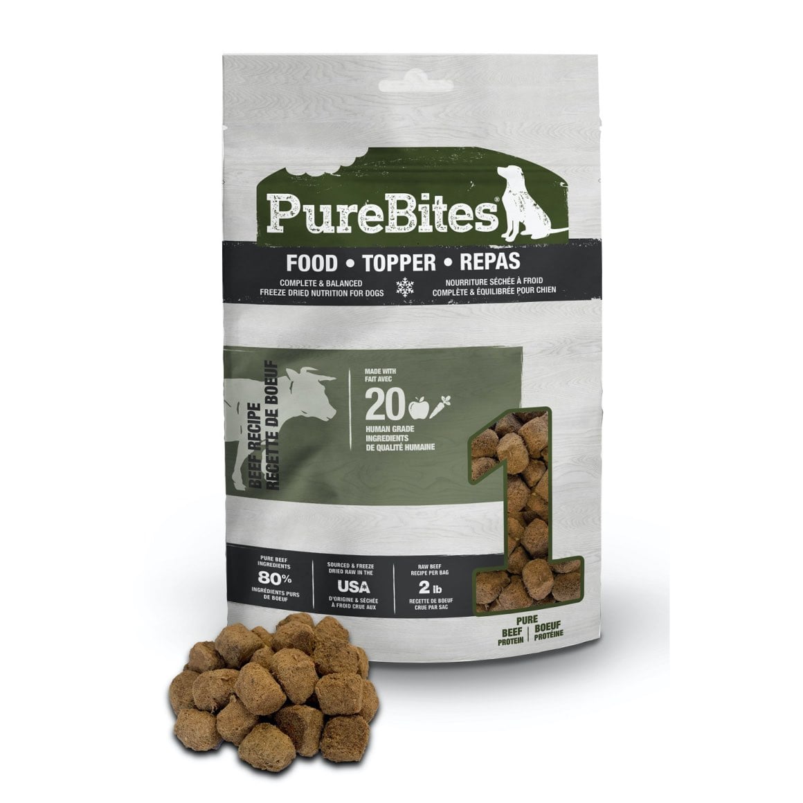 PureBites Beef Food and Topper for Dogs 85g