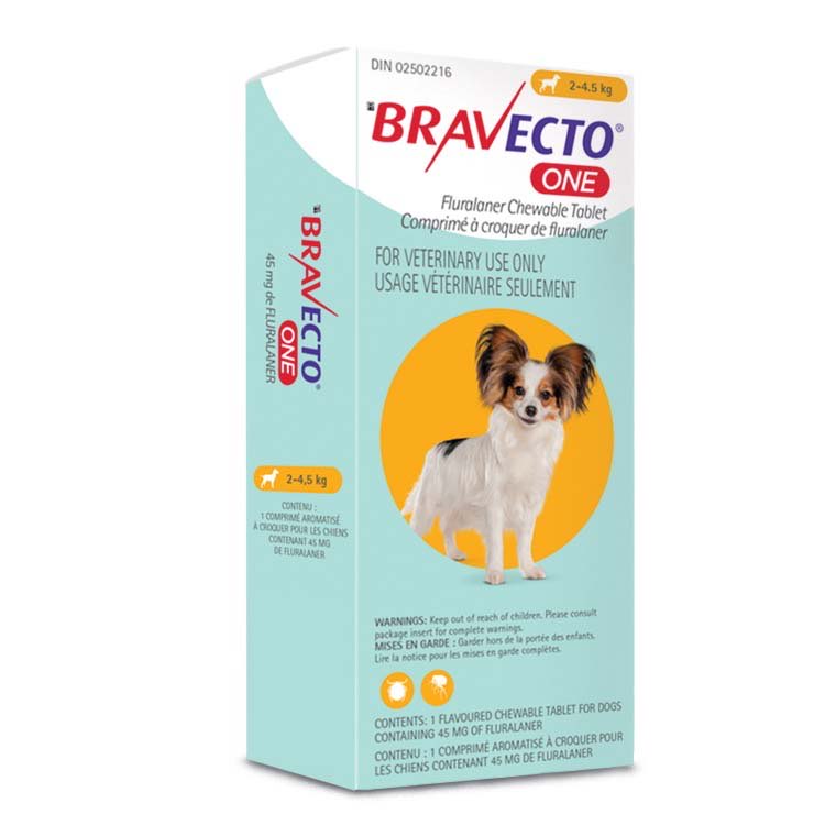 Bravecto One Yellow/Jaune 2 - 4.5 kg, 1 Chewable Tablet