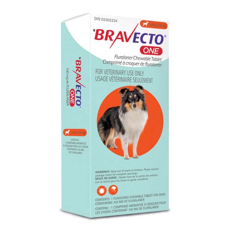 Bravecto ONE Chewable Tablet Orange 4.6-10 kg, 1 chewable tablet