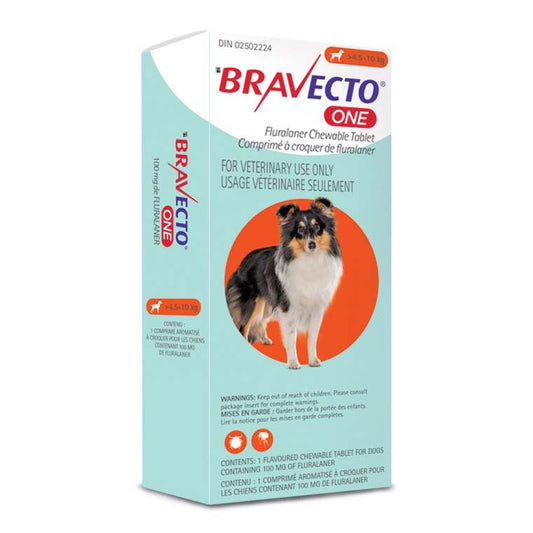 Bravecto ONE Chewable Tablet Orange 4.6-10 kg, 1 chewable tablet