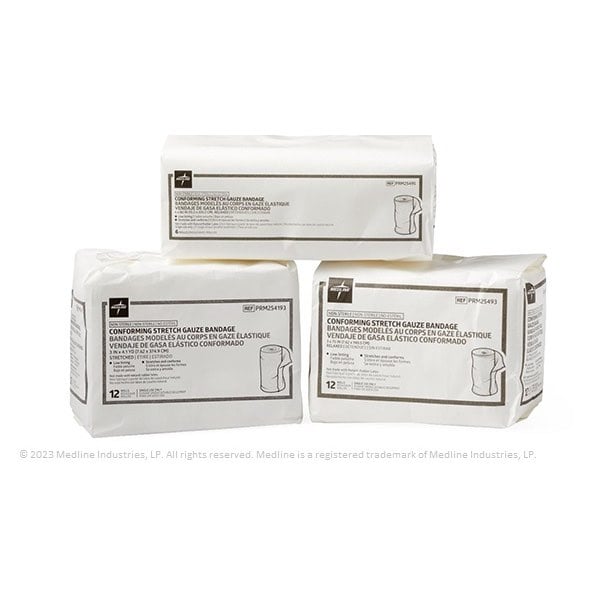 Medline Conforming Stretch Gauze Bandage 3.75 m x 5 cm