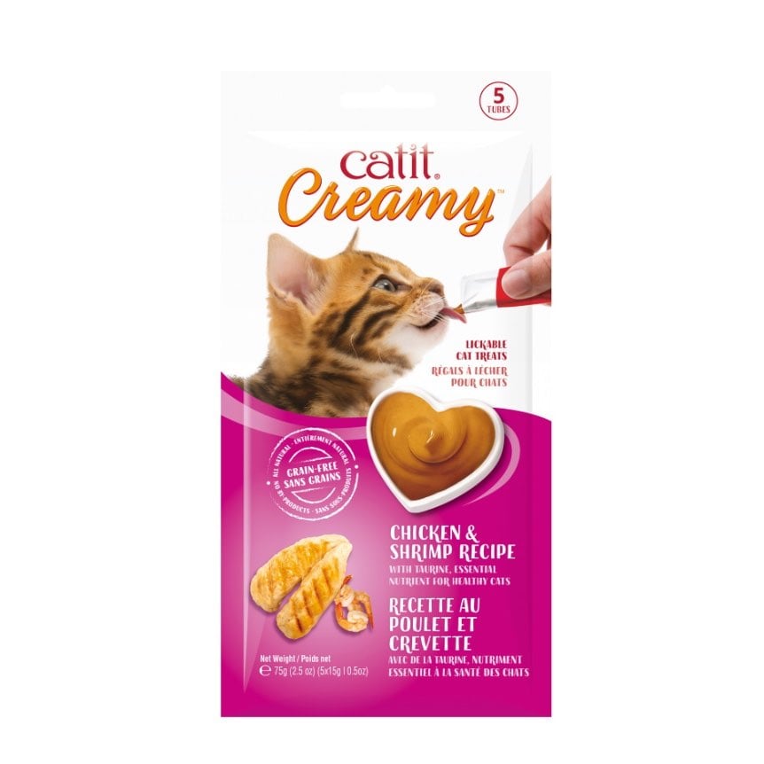 Catit Creamy Lickable Cat Treats Chicken and Shrimp 5 Pack