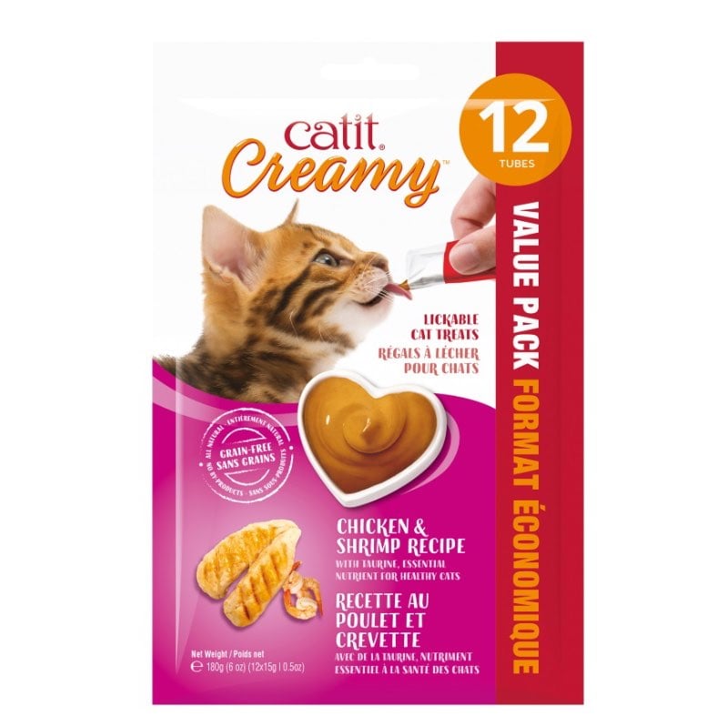 Catit Creamy Lickable Cat Treats Chicken and Shrimp 12 Pack