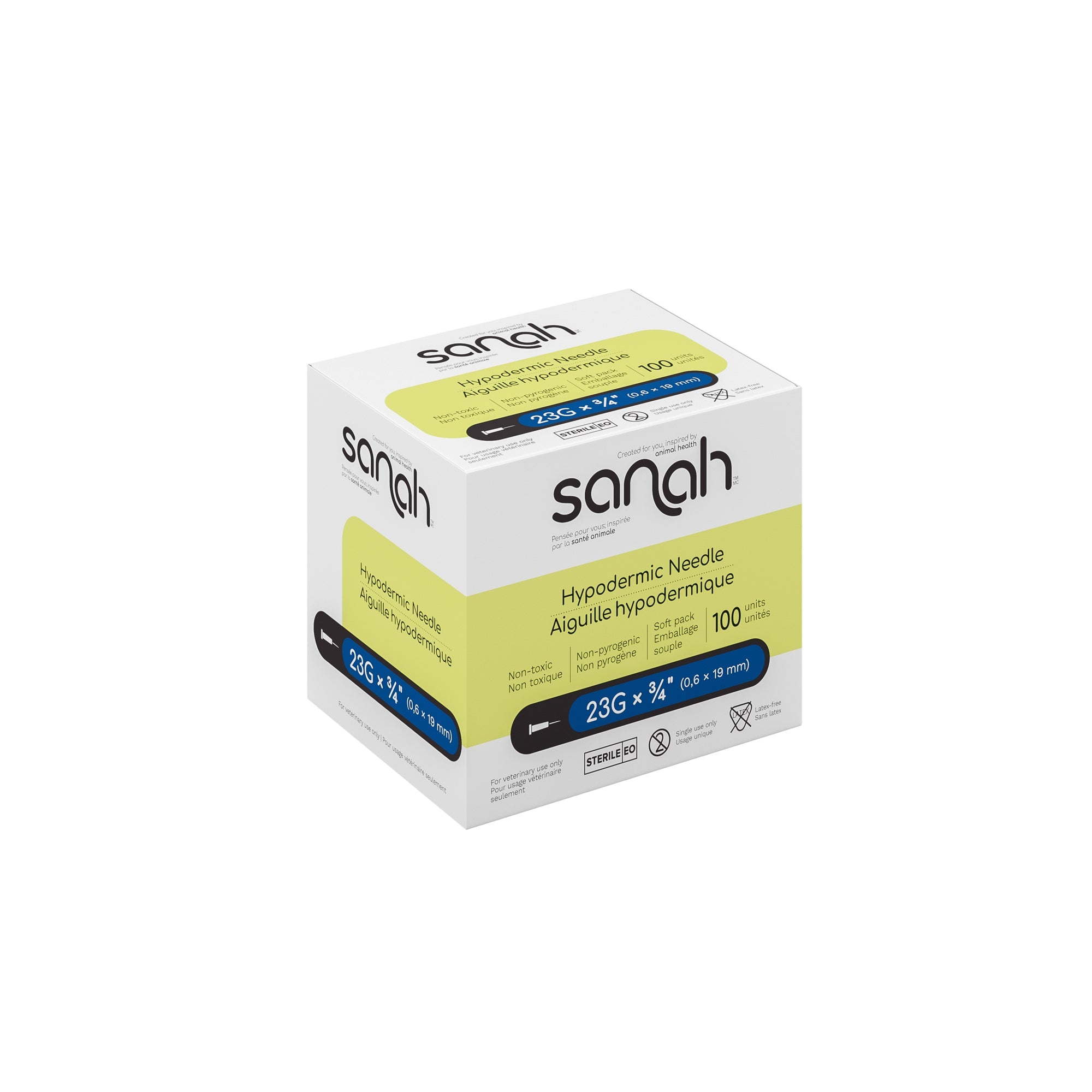 Sanah Hypodermic Needles for Veterinary Use, 100/Box