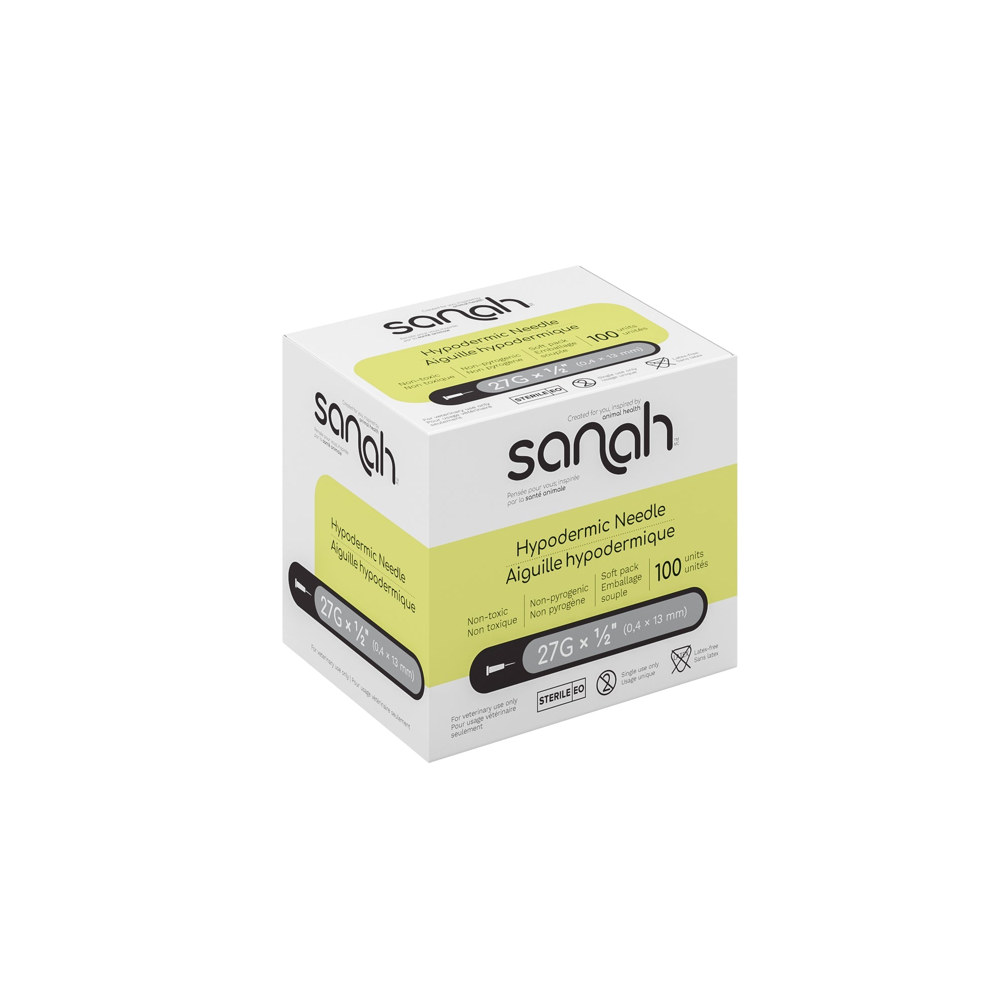 Sanah Hypodermic Needles for Veterinary Use, 100/Box