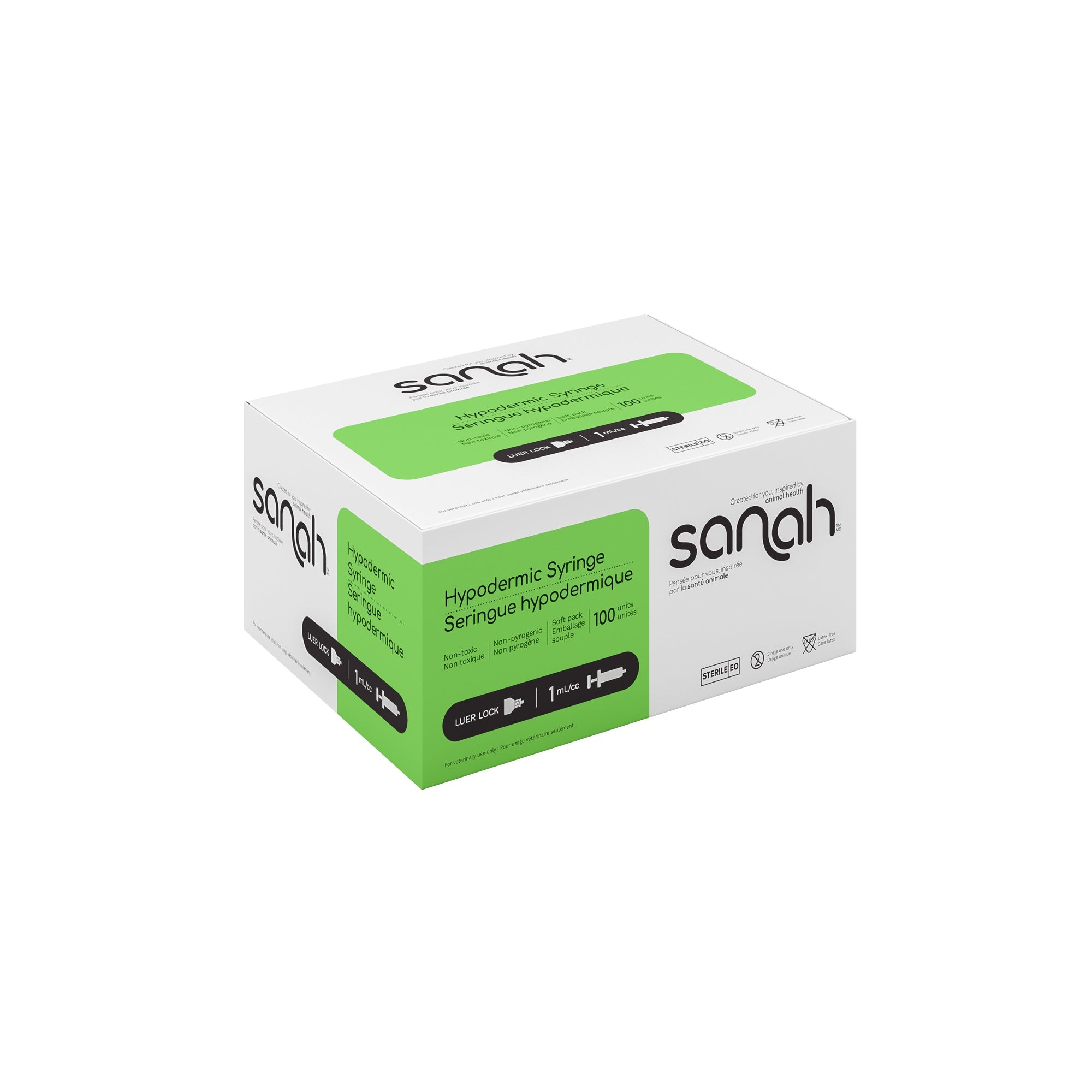 Sanah Hypodermic Syringes, Luer Lock, Sterile
