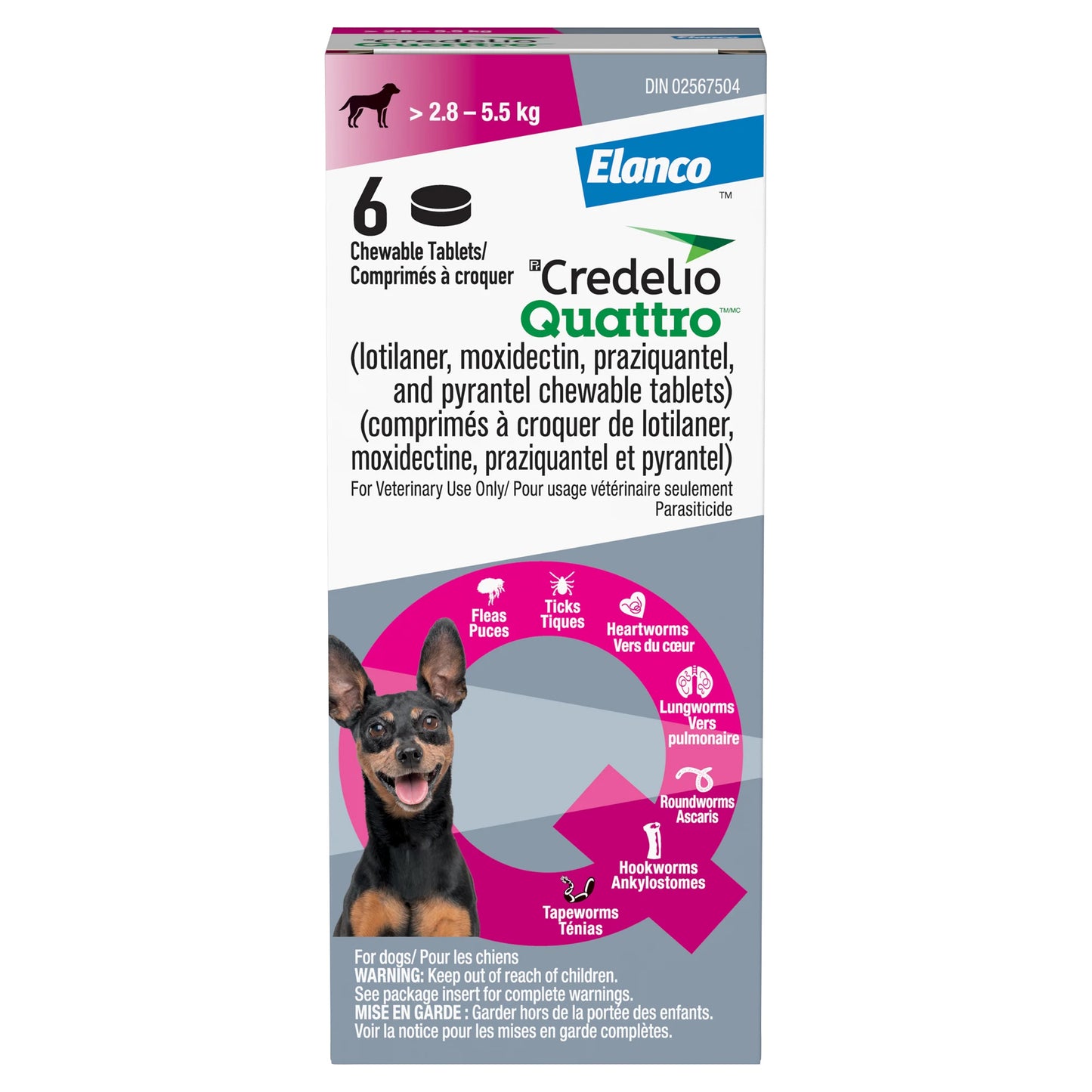 Credelio Quattro chewable tablet for dogs, 6 chewable tablets