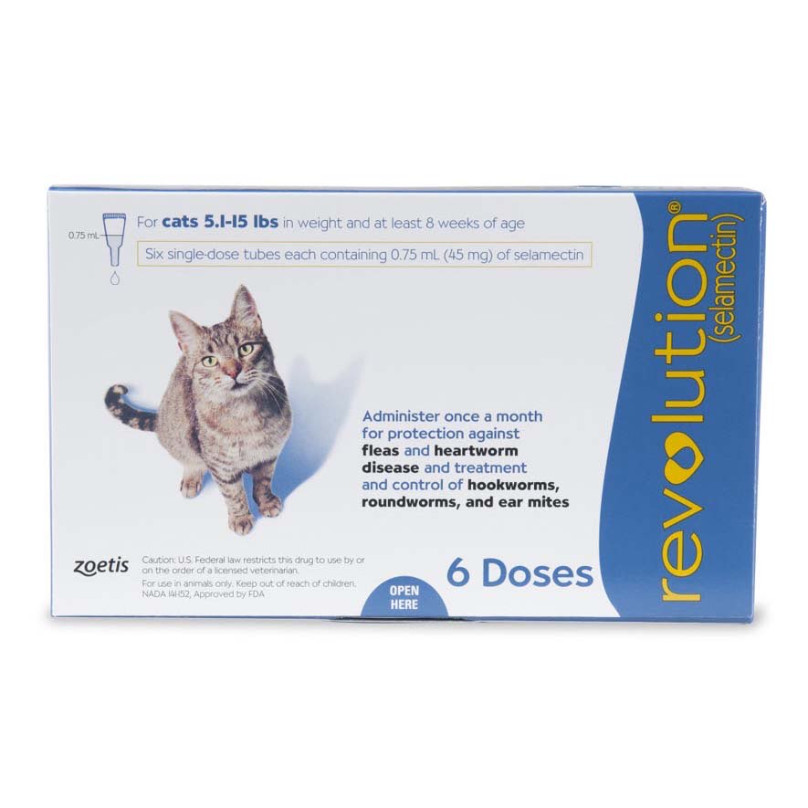 Revolution for Cat Blue/Bleu 2.6 - 7.5 kg, 6 applicators