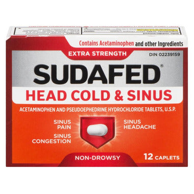 Sudafed Head Cold & Sinus Extra Strength 12 Caplets