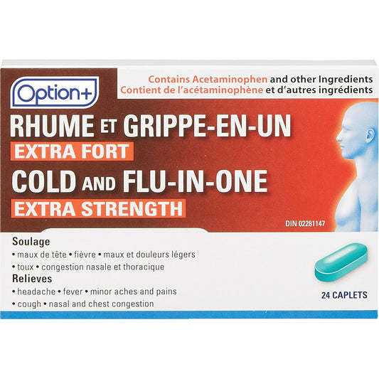 Option+ Extra Strength Cold and Flu-In-One 24 Caplets