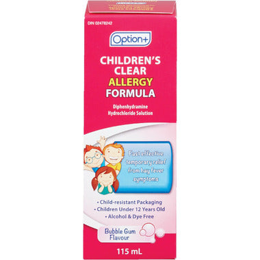 OPTION+ Children's Clear Allergy Formula Bubblegum, 115 ml