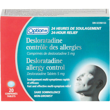 OPTION+ Desloratadine Allergy Control Tablets 5mg, 20 tabs