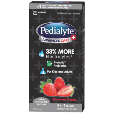 Pedialyte AdvancedCare Plus Electrolytes Powder Sticks Strawberry Frost 6 Sticks