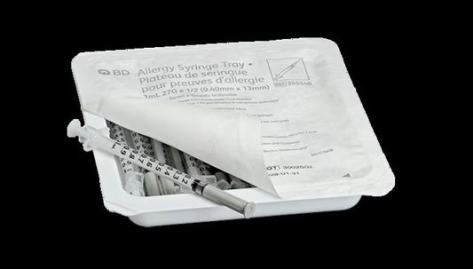 1 mL BD® Allergy Syringe with Permanently Attached 27 G x 1/2 in. Needle