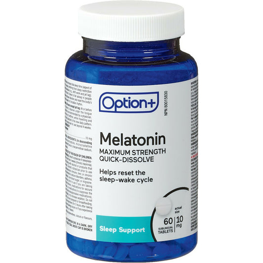 Option+ Melatonin Maximum Strength Quick-Dissolve 10mg 60 Tabs