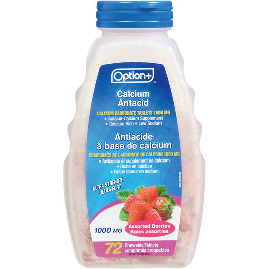 Option+ Ultra Strength Calcium Antacid Assorted Berries 72