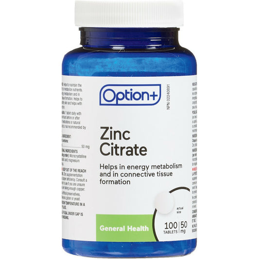 Option+ Zinc Citrate 50mg 100 Tabs