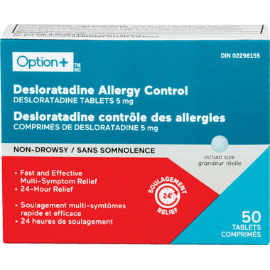 OPTION+ Desloratadine Allergy Control Tablets 5mg, 50 tabs