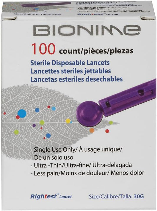 Bionime GL300 Sterile Lancets for Home Use (Pack of 100)