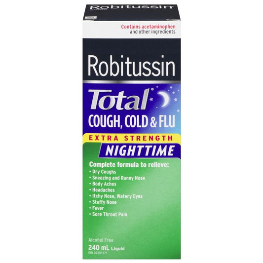 Robitussin Total Cough, Cold & Flu Extra Strength Nighttime 240 ml