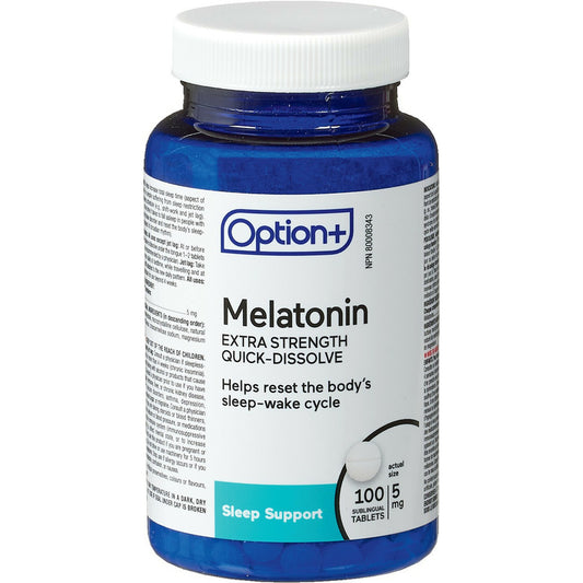 Option+ Melatonin Extra Strength Quick-Dissolve 5mg 100 Tabs