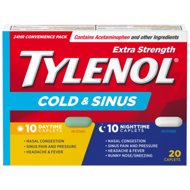 Tylenol Cold & Sinus Extra Strength Daytime + Nighttime Caplets 20 Caplets