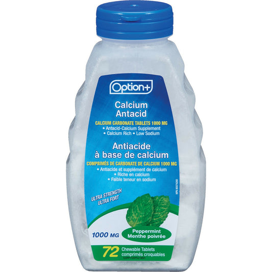 Option+ Ultra Strength Calcium Antacid Peppermint 72 Tabs