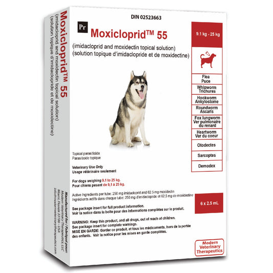 Moxicloprid topical solution for dogs Red/Rouge 9.1 - 25 kg, 6 x 2.5 ml