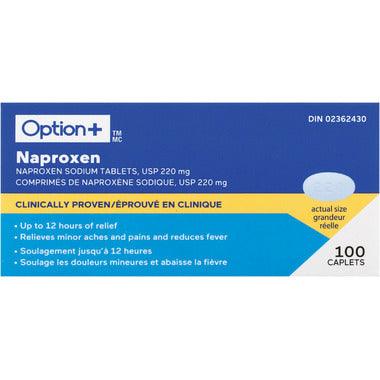 Option+ Naproxen Sodium Tablets USP 220mg 100 Caplets
