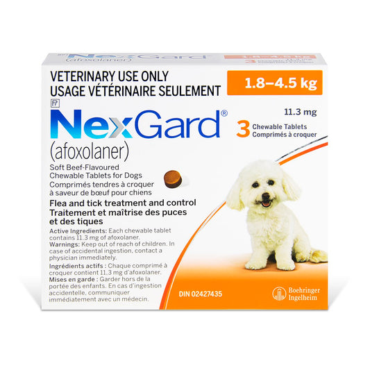 NexGard Soft Orange 1.8 - 4.5 kg,  3 Chewable Tablets