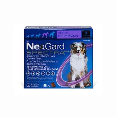 NexGard Spectra Purple/Mauve 15.1 - 30 kg,  6 Chewable Tablets