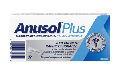 Anusol Plus Hemorrhoidal Suppositories with Anesthetic 12 Suppositories