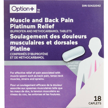 Option+ Muscle and Back Pain Platinum Relief 18 Caplets