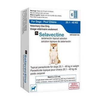 Selavectine for dogs Blue/Bleu 20.1 - 40 kg, 1 box of 6 applicators