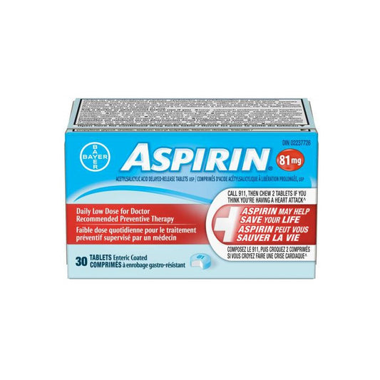 Aspirin 81mg Daily Low Dose 30 tabs