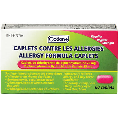 OPTION+ Allergy Formula Caplets Diphenhydramine 25mg, 60 caplets