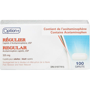 Option+ Regular Acetaminophen 325mg 100 Caplets