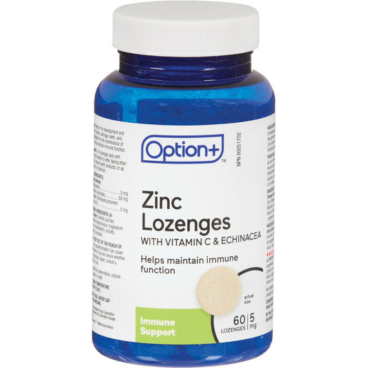 Option+ Zinc Lozenges with Vitamin C & Echinacea 60 Count